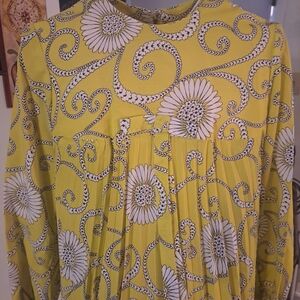 Vintage 60s 70s mod trippy babydoll dress S